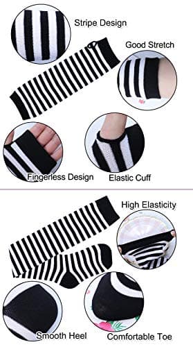 Bienvenu Rainbow Arm Warmer Fingerless Gloves Thigh Socks Set,Black - Thumbnail 5