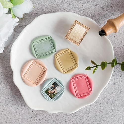 Pilloze Frame Wax Seal Stamp, 3D Embossed Relief Carving Brass Head and Wood Handle for Wax Seal Stamp Kit, Decor for Thanksgiving Card/Envelope/Gift Wrap/Wedding Invitation/Vellum Jacket - Thumbnail 6