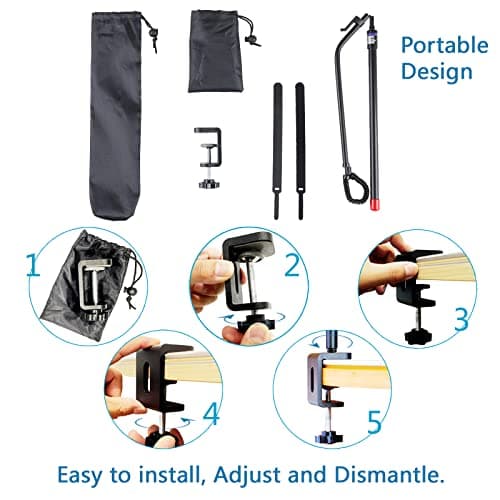 LONYEON CPAP Hose Holder - Prevent Leakage and Tangle with Height Adjustable, Removable and Rotatable - Hose Hanger Hook Organizer CPAP Accessories Supplies for Sleep, with C Clamp Base, Black - Thumbnail 4