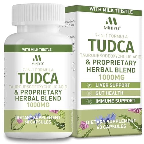 MIHIYO TUDCA Supplement 1000mg – Bile Salts and Liver Support with Milk Thistle – 6 Herb Blend Gallbladder Formula – 60 Capsules - Image 1