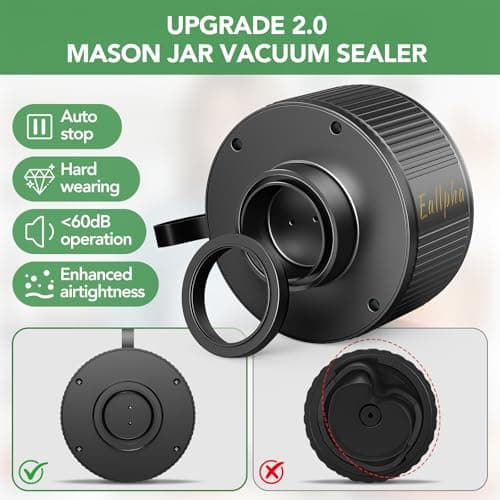 Electric Mason Jar Vacuum Sealer Kit, Automatic Jar Vacuum Sealer for Wide & Regular Mouth Mason Jars, Portable Mason Jar Sealer for Coffee Beans, Food Storage, Meal Prep Includes 30 pcs Lids - Thumbnail 3