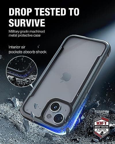 RAPTIC Shield for iPhone 15 Case, Shockproof Protective Clear Case, Military Grade 10ft Drop Tested, Durable Aluminum Frame, Anti-Yellowing Technology Case, 6.1 inch, Black - Thumbnail 3