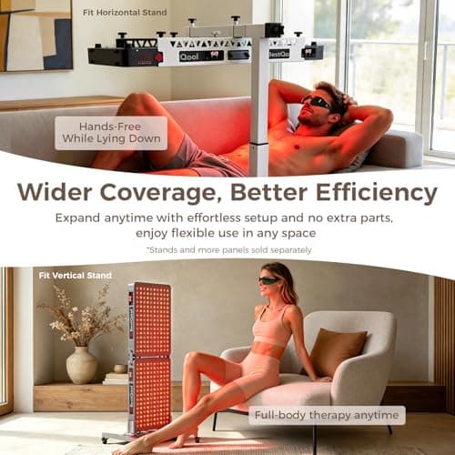 BestQool Red Light Therapy Device, 4 Wavelengths Full Body Near Infrared Red Light Therapy for Face, Elite Grade Dual Chip 150 LEDs, High Power Output Red Light Panel and Infrared Light Lamp. 250W. - Thumbnail 5