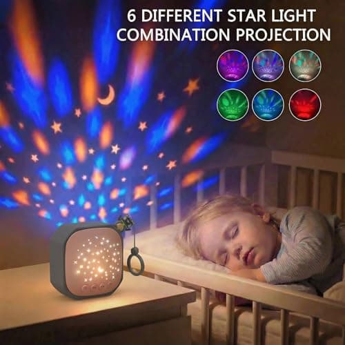 Portable White Noise Sound Machine with Star Projector | Sound Therapy Calm Music Machine Baby Sleep Soother with Hook for Home, Car Travel, Nursery, Infant, Kids Gifts (Lucky Cat) - Thumbnail 2