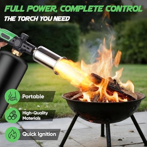 KOACKL Propane Torch Head, Kitchen Blow Torch Gun, Campfire Charcoal Starter, Grill Torch with Igniter, Adjustable Flame for Cooking, Soldering(Propane Tank Not Included) - Thumbnail 2
