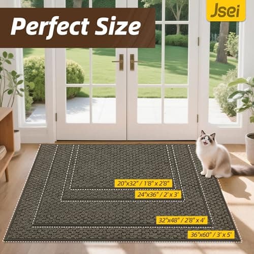 JSEI Dirt Trapper Door Mat 20"x32", Non-Slip Entryway Rugs Doormat Indoor, Washable Absorbent and Stain Resist Welcome Floor Mat for Front Door, Dog Door Mat, Dirty Wet Shoes & Paws, Greyish Brown - Thumbnail 2