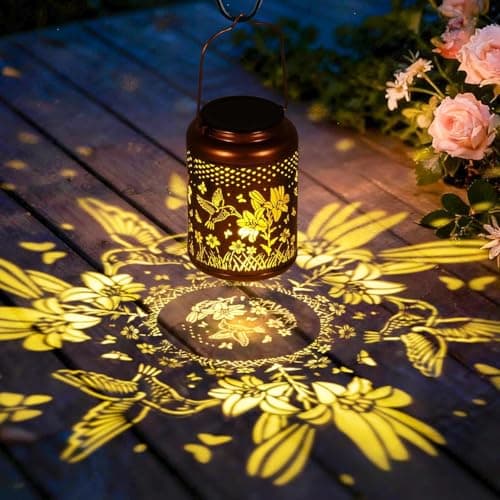 Solar Lanterns Outdoor Waterproof Hummingbird, KagoLing Birthday Gifts for Women Mom Grandma, Garden Decor Hanging Solar Lights Outdoor Metal Lantern Decoration Outside for Yard, Patio, Backyard - Thumbnail 4