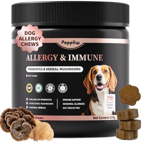 Dog Allergy Chews - Paw Licking, Seasonal Allergy & Itch Relief - Probiotics for Dogs Immune & Gut Health with Turkey Tail Mushroom, Pumpkin - Chicken Flavor - 90 Count - Image 1