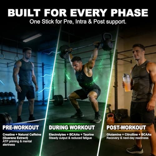 AirVigor Electrolyte Powder with Creatine All-in-One Hydration Drink Mix for Workout, Pre Workout Energy & Recovery, Amino Support, Low Calorie Electrolyte Drink Packets, 20 Sticks (Citrus) - Thumbnail 4