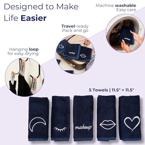 Marmaris Co. Luxury Makeup Washcloths for Face, 5-Pack Makeup Towels Face Washcloth, Viscose from Bamboo & Cotton - Thumbnail 3