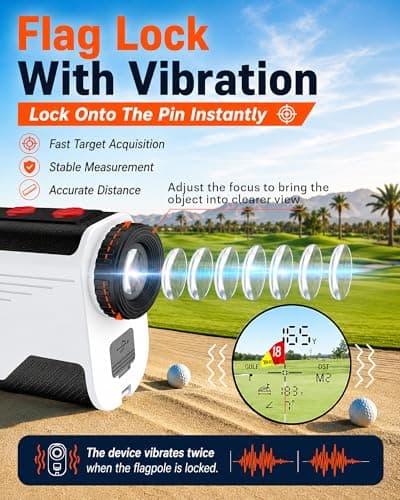 Golf Rangefinder with Slope, 1500 Yards Laser Range Finder with Flag Lock Vibration, 7X Magnification, Rechargeable Golf Rangefinder with Magnetic Mount, Fast Accurate Distance for Golf & Hunting - Thumbnail 4