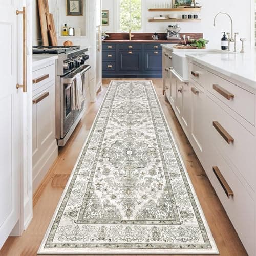 U'Artlines 2' x 8' Boho Hallway Runner Rug Vintage Farmhouse Non Slip Soft Washable Accent Runner Carpet for Kitchen, Entryway, Laundry, Living Room(Grey Taupe)