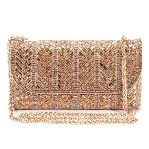 LUKLUKTAISUN 2026 Rhinestones Clutch Purses for Women 3d Evening Bags PU Leather Handbag for Cocktail Prom Party Wedding(Gold) - Image 1