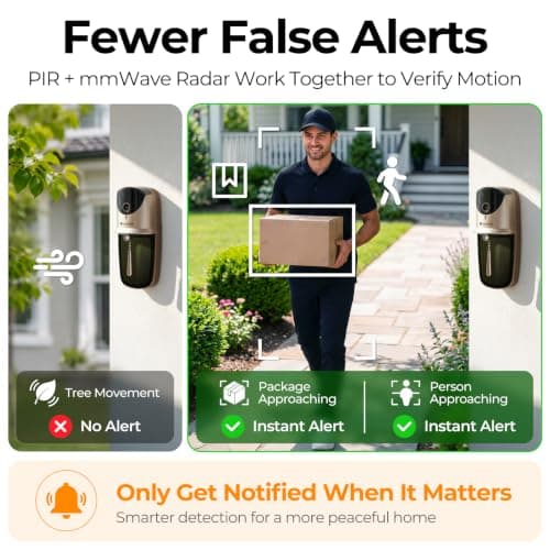 anyfree Solar Video Doorbells Camera Wireless with Chime Pro (2nd), 2K HDR Wide-Angle, AI Smart Motion Detection, 2.4/5G WiFi, 2-Way Talk, No Subscription Local/Cloud, Night Vision, Works with Alexa - Thumbnail 4