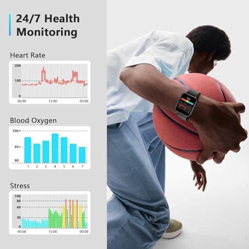 Blackview 2026 Smart Watch (Answer/Make Calls), Fitness Watch for Men and Women with Heart Rate/SpO2/Sleep Monitor/2 Straps, 100+ Sports Modes, IP68 Waterproof Activity Tracker for Android/iPhone - Thumbnail 6