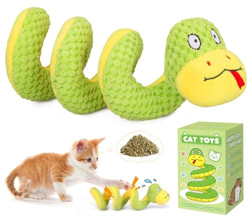 Retro Shaw 14" Large Crinkle Snake Cat Toy, Catnip & Silvervine Infused, Durable Chew Resistant Plush for Aggressive Chewers, Realistic Stuff Snake Interactive Kicker Toy for Large Indoor Cats - Image 1