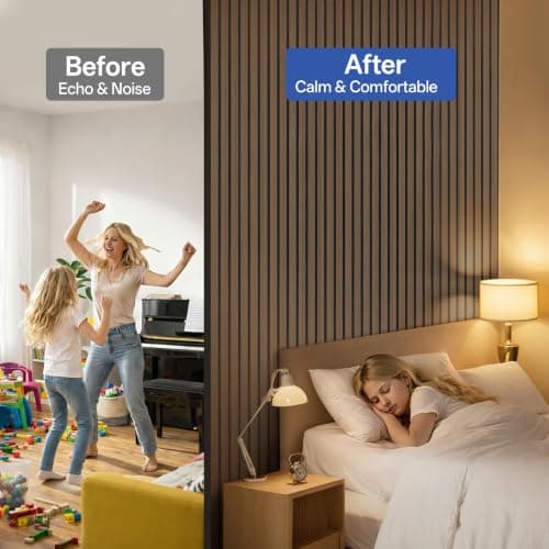 PIWA Wood Slat Acoustic Wall Panels, 4 Packs 92.9" x 11.8" Dark Walnut Soundproof Panel For Interior Wall Decor Noise Absorbing-3D Textured Wooden Panel Sound-Absorbing for Home, Office, Studio - Thumbnail 3