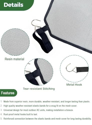 Air Conditioner Covers for Outside Units,36" x 36" Central AC Cover , Resin Woven Mesh,Top Universal Mesh Cover Defender for All Seasons,Efficient Ventilation (Universal Fit Black) - Thumbnail 4