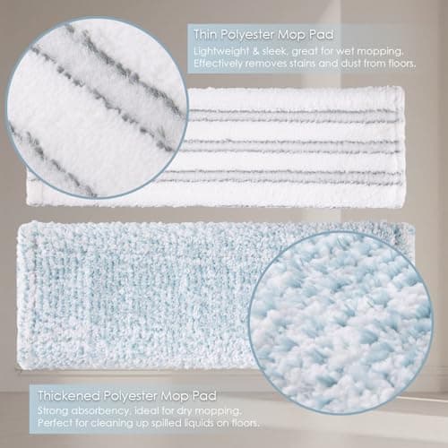 Homilifibra Dust Mop for Floor Cleaning,Magnetic Floor Flat Mop with 2 Washable Pads -Extendable 64‘’ Iron Handle for Hardwood Tile Marble Laminate Floors,Blue&Gray - Thumbnail 5
