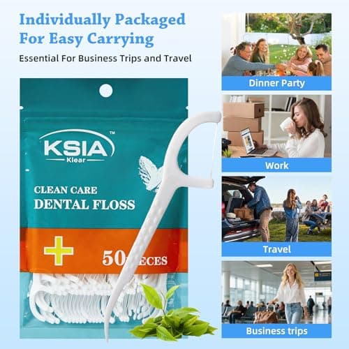 KSIA Klear Dental Floss Picks, 100 Count Tooth Picks Flossers, Dental Floss Cleaner, Dental Flossers for Family, Keep Teeth Clean, Remove Food and Plaque, with 2 Portable Sealed Pouches - Thumbnail 6