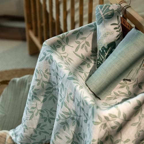 CIVARUA KIDS Muslin Swaddle Blankets for Newborn, 4 Pack Cotton Baby Blankets Neutral, Large 31.5 x 43.3 Breathable Soft Receiving Blanket, Essentials Swaddle Wrap Burping Clothes, Sage Green - Thumbnail 6