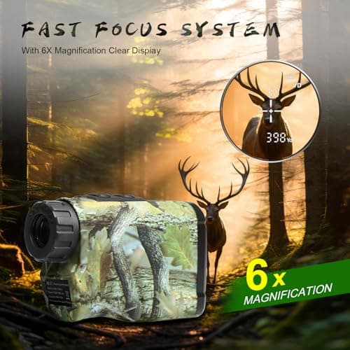 PEAKPULSE Hunting Range Finder 1400Yds - 6X Zoom, Angle Compensation, IP54 Waterproof for Deer & Bow Hunter - Thumbnail 5