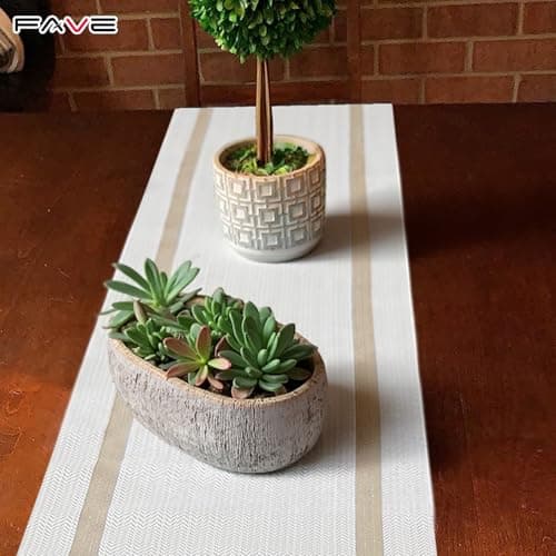 FAVE Woven Vinyl Table Runner White Table Runner Woven with Golden Threads 120x12 Inches Heat Resistant Dining Table Mats for Wedding, Banquets, Birthday, Party, Restaurant (White, 1PCS) - Thumbnail 3