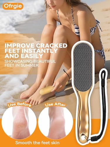 Beyond The Cream Veins Grain Foot File, Nano Glass Foot File, Hard Skin Callus Remover, Professional Pedicure Tool, Anti-Slip Handle Rope & Storage Bag, Ideal Gift for Beauty & Fitness Lovers, Golden - Thumbnail 4