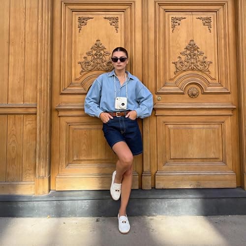 VIUGJNEX Flats Shoes Women Dressy Comfortable White Penny Loafers for Women Ruched Toe Womens Moccasins Beaded Slip on Leather Loafers Womens Office Cusal Walking Shoes Size 6.5 - Thumbnail 2