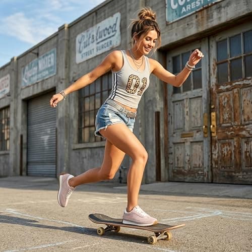 Vilanva Women's Pink Fashion Sneakers Casual Tennis Shoes with Non-Slip Retro Gum Sole Ladies Walking Trendy Footwear Size 7 - Thumbnail 3