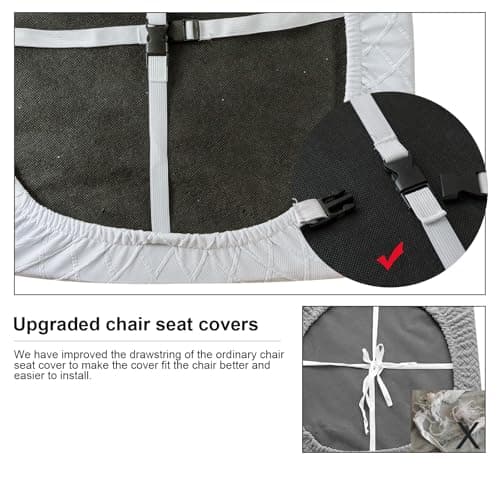 Genina Waterproof Seat Covers for Dining Room Chairs Covers Dining Chair Cover Kitchen Chair Covers (White, 6 Pcs) - Thumbnail 6