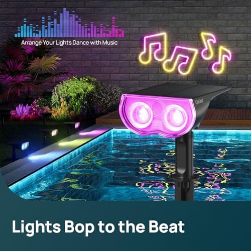 Linkind Smart Solar Spot Lights Outdoor SL5C, Solar Lights Outdoor Spotlight Cool/Warm White/Color Changing, APP/Voice Control IP67 Landscape Lighting for Yard, Garden, Pathway(2 Pack) - Thumbnail 5
