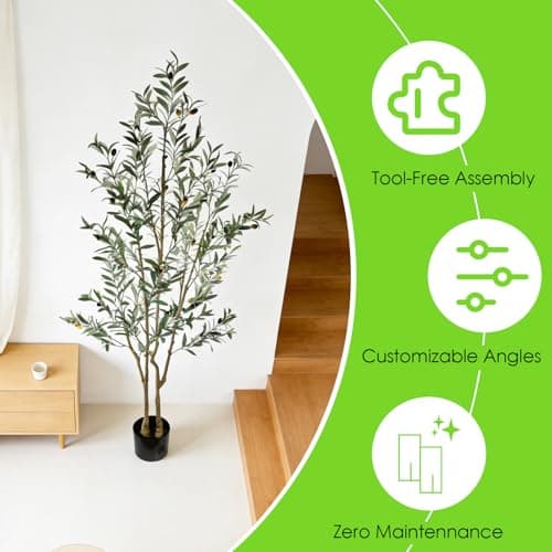 Lynadri 6ft Olive Trees Artificial Indoor 2in1, Fake Large Tall Olive Plant for Living Room Office Corner, Faux Big Decor Tree Plants Realistic Decorative with Pot - Thumbnail 6