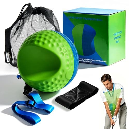 Golf Training Aid Ball and Armband, Golf Swing Trainer for Consistent Precise Swing, Fix Slicing, Scooping Chicken Wing, Golf Training Tool with Armband, Adjustable Lanyard, Storage Bag Golfer - Green - Image 1