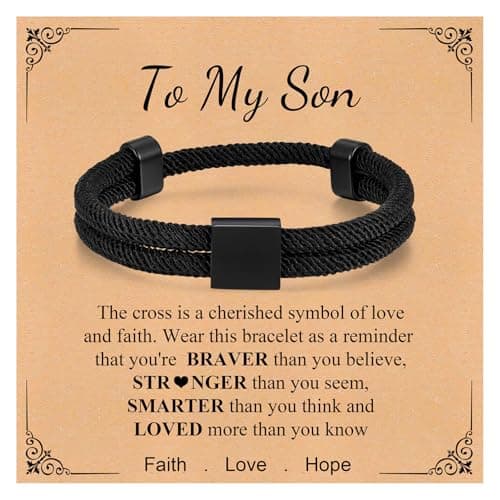 VNOX Rope Bracelet for Son, Christian Scripture Bible Verse Rope Bracelets Religious Gift for Son，Men Boys Faith Inspirational Birthday Christmas Jewelry Gifts - Image 1