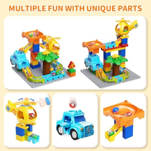 burgkidz Marble Runs for Kids 4-8, Educational Learning Marble Maze Toys Compatible with All Major Brands of Building Blocks STEM Toys for Kid Age 3 4 5 6 7 8+ - Thumbnail 3