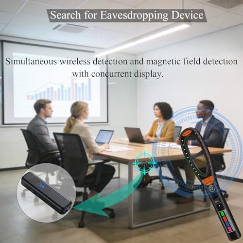 Hidden Camera Detector – Electronic Bug & GPS Tracker Finder, RF Signal Scanner, Portable Rechargeable Surveillance Detector for Home, Hotel, Car & Travel Security - Thumbnail 5