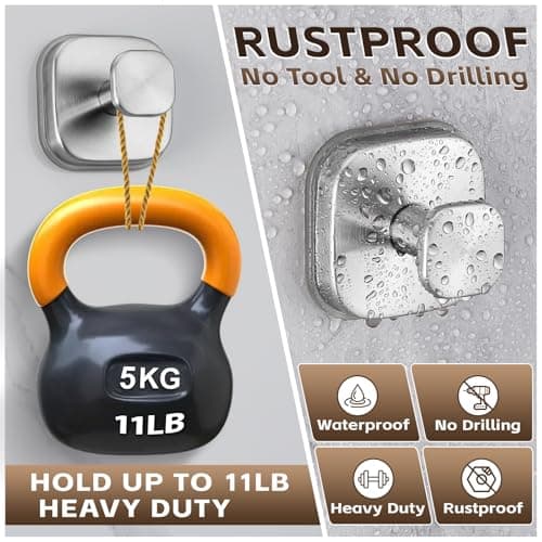 Supopular Heavy Duty Reusable Suction Cup Hooks for Kitchen/Bathroom/Shower - Wet-Proof Hooks for Towels, Robes, Loofah&Wreaths/No Drill Mounting on Glass, Tile, Metal (2, Brushed Nickel) - Thumbnail 2