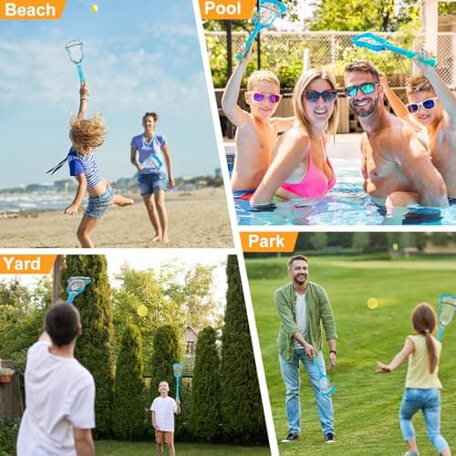 Outdoor Toys Adjustable Kid Lacrosse Stick Set Ball - Toddler Outside Beach Pool Yard Game & Toy for Ages 3+ 4 5 6 7 8 Year Old Boy & Girl Gift for Kids, with Lightweight Easy-Catch & Full Size Basket - Thumbnail 6