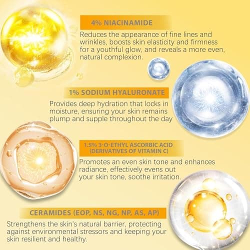 Pure 4% Niacinamide Serum for Acne Treatment for Face & Dark Spots | Brightening Face Serum with 1.5% Vitamin C | 1% Hyaluronic Acid | 1% Ceramide T5 (4 fl.oz/120ml) - Thumbnail 2