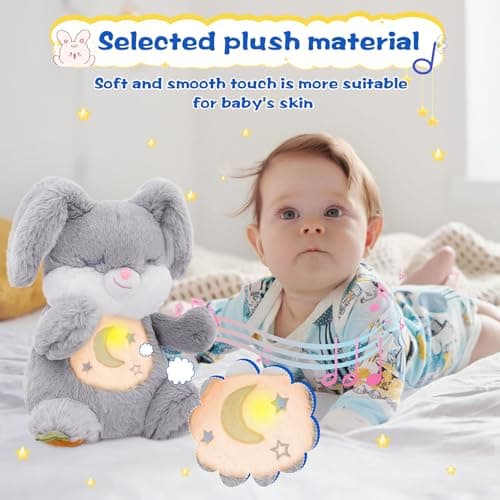MIAODAM Soothing Breathing Bunny Plush with Relaxing Music, Hugging Toy - Thumbnail 5