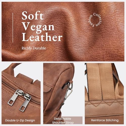 Botimmy Anti-Theft Backpack Purse for Women, Convertible 3-in-1 Vegan Leather Backpack with Hidden Zipper, Adjustable Shoulder & Crossbody Bag for Travel and Daily Commute - Thumbnail 6