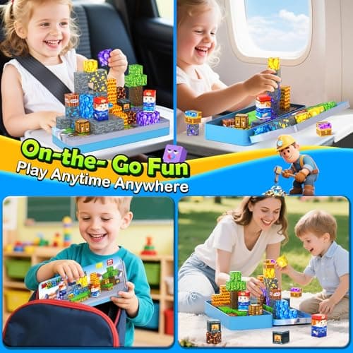 Soyee Magnetic Blocks Travel Toys with Metal Tin Travel Essentials STEM Learning Outdoor Building Kids Toddler Toys & Birthday Gifts for Boys Girls Ages 3+ - Thumbnail 6
