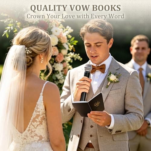 SEEBERY Wedding Vow Books His and Hers - 3D Embossed Cover with Gold Foil, 28 Lined Pages - Premium Wedding Gift & Registry Must Haves for Bride to Be - Ceremony Essentials & Registry Search - Thumbnail 3