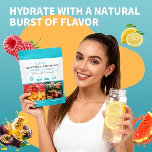 LCYHXF Electrolytes Powder Packets | Sugar Free, 0 Calorie Rapid Hydration Packets | Keto Friendly, Vegan, Non-GMO | Lemon Lime, Passion Fruit, Raspberry, Watermelon -20 Sticks - Thumbnail 5