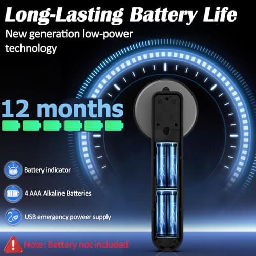 Fingerprint Keyless Entry Bedroom Door Lock with Code RFID Card NFC APP Keypad, Smart Biometric Automatic Interior Door Handle with Lock for Indoor Hotel Pantry Apartment Office Home, Black - Thumbnail 6