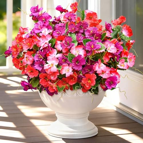 Yastouay Artificial Flowers for Outdoors UV Resistant, 6 Bundles Realistic Fake Outdoor Hibiscus Flowers Artificial Outdoor Flowers, Faux Flowers for Outdoor Planters Front Porch Patio Outdoor - Image 1