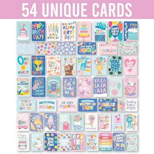 Hadley Designs Assorted Cards With Envelopes All Occasion - 54 Bulk Greeting Cards For All Occasions, Mixed Greeting Card Assortment, Birthday, Thank You, Congrats, Sympathy, Holiday Variety Card Pack - Thumbnail 3