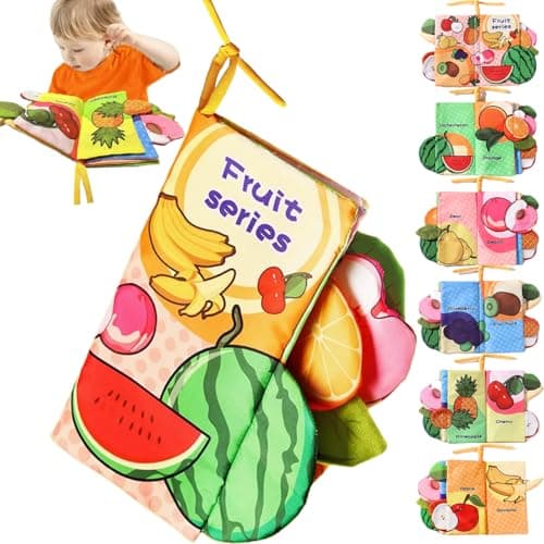chochumy Baby Crinkle Books 0-6-12 Months, Infant Soft Cloth Tummy Time Toy for Babies 0-3-4-5-7-8-9-12-18 Month Old, Newborn Girl Boy Gifts Touch Feel Sensory Fruit Travel Book Easter Basket Stuffers - Image 1