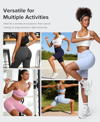 BRXL Workout Shorts Women 8" No Front Seam High Waist Yoga Gym Biker Shorts Tummy Control with Inner Pocket Navy Blue - Thumbnail 6